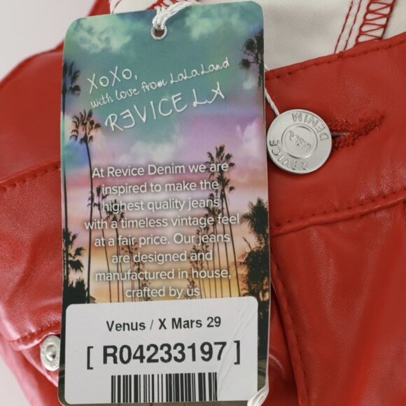 Revice Venus Mars Red Star Butt Faux Leather Flare Pants Size 29 NWT Edgy Grunge - Picture 9 of 9